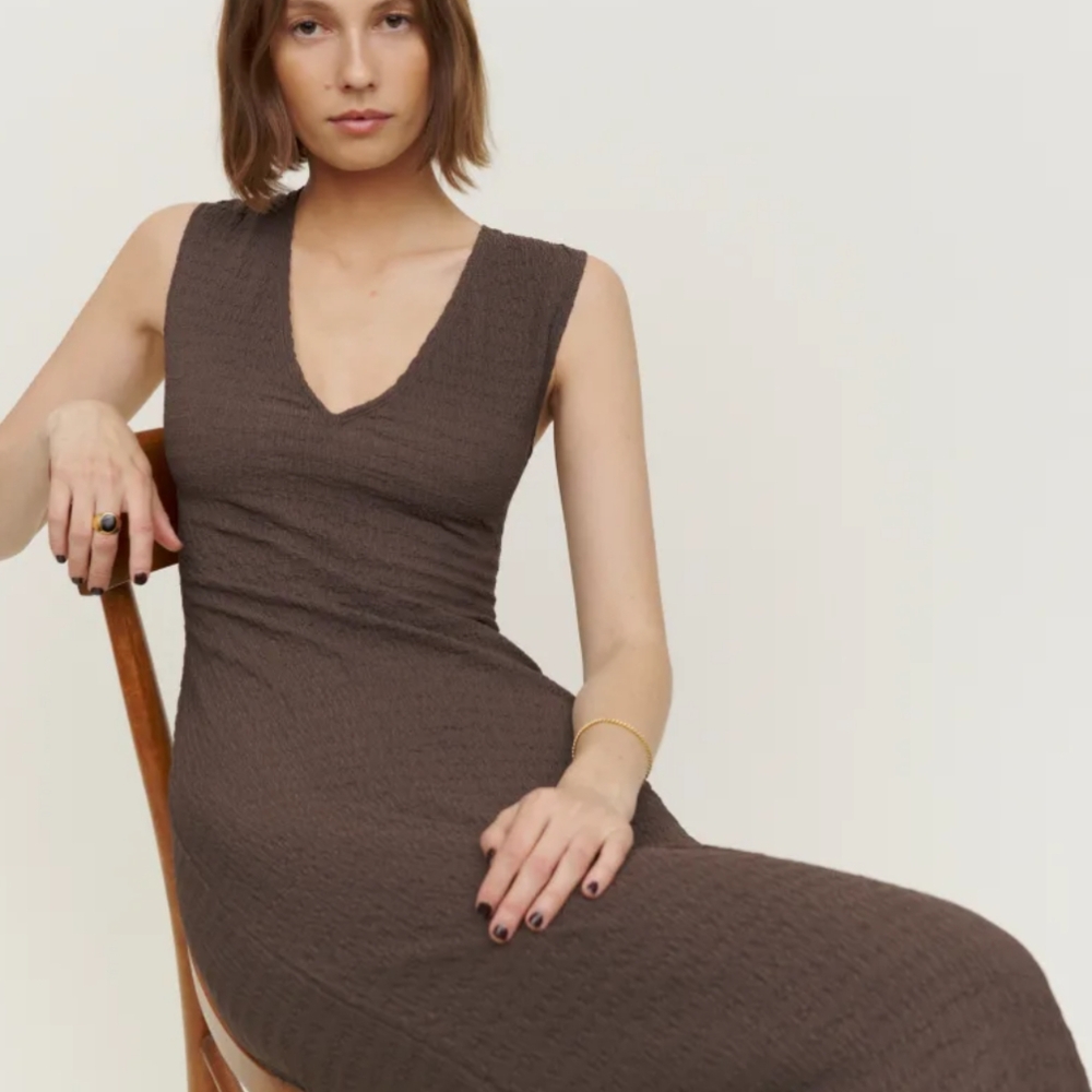 Reformation Palm Knit Dress Brown Large